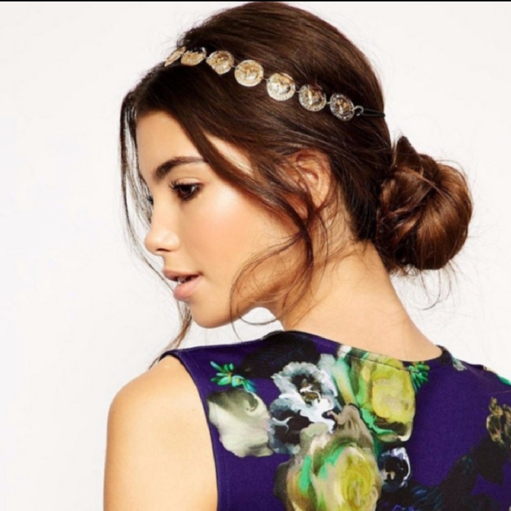Gold Coins Festival Black Elastic Headband.